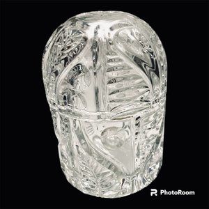 Czech Republic CSSR glass Jewelry Oval‎ Egg Lidded crystal Box 4x2